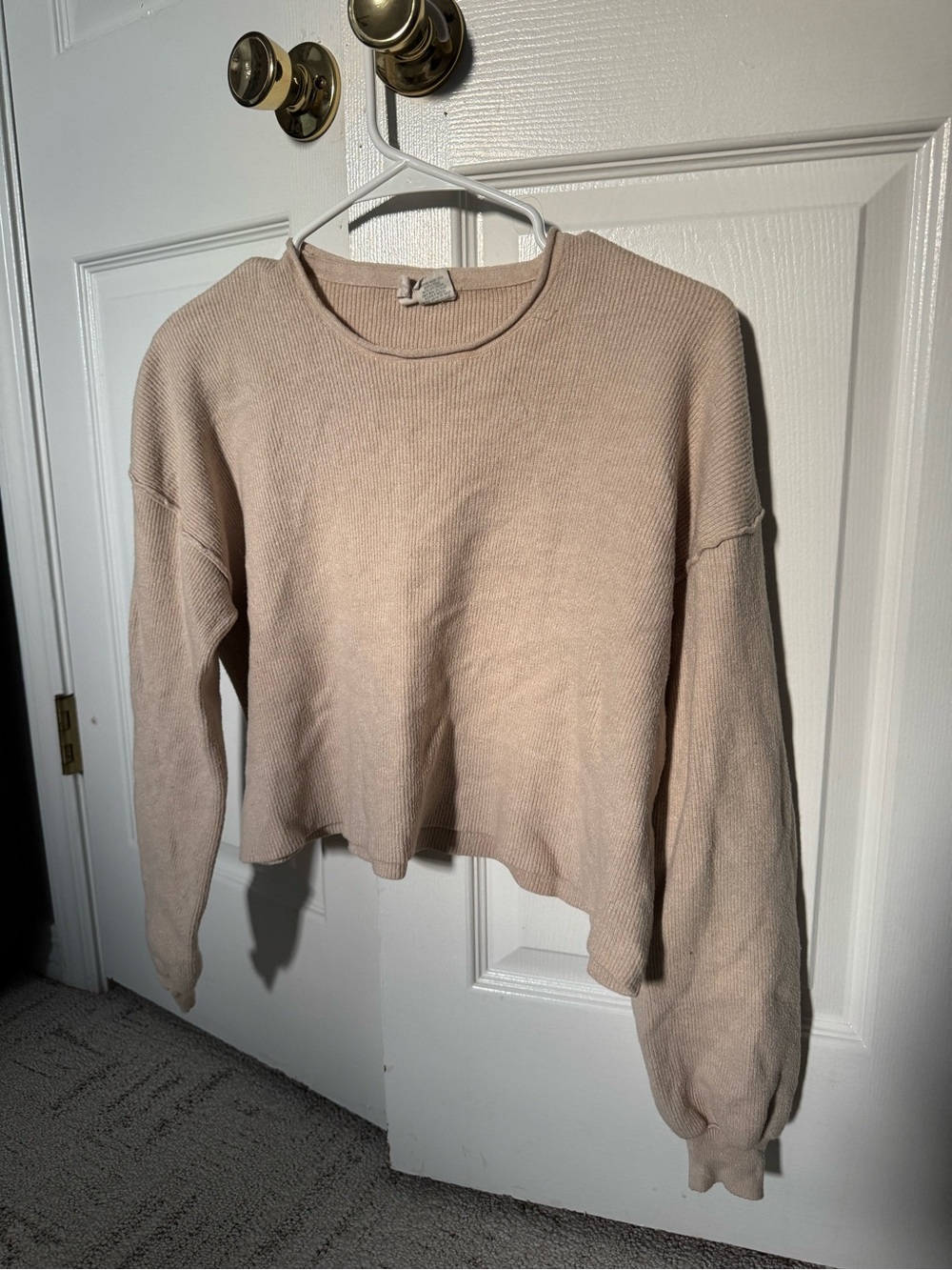 Sky and Sparrow Cropped Crewneck Sweater in beige